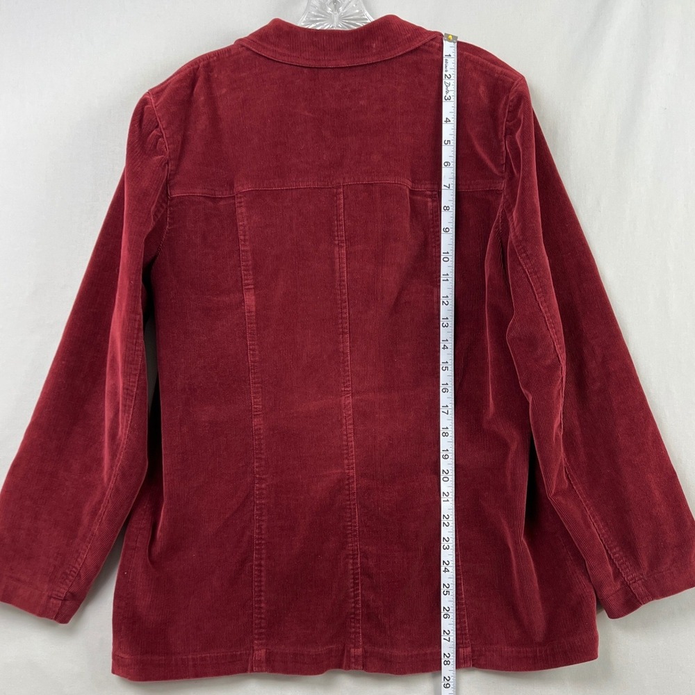 Jones Wear Sport Corduroy Jacket Womens 10 Burgundy Red Stretch Button Front - Picture 5 of 9
